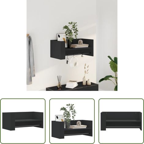 Rangement mur - Étagère murale noir 70,5x35x30,5 cm bois d'ingénierie (1/5)