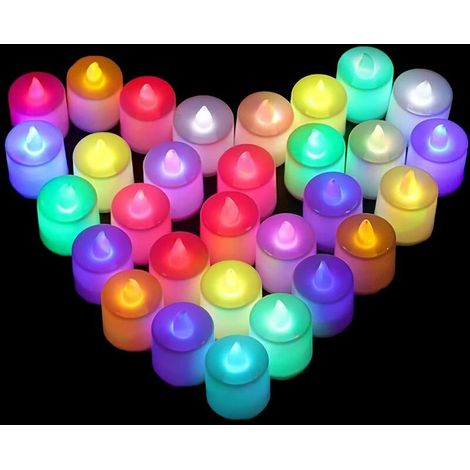 GABRIELLE Lot De 48 Bougies Chauffe-Plat Sans Flamme À Piles Avec Led Changeant De Couleur Pour Célébration,Fête (Colorées) (1/5)