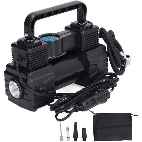 Inflador de neumáticos para coche de 120 PSI, compresor de aire con manómetro digital, bomba de aire portátil con luz LED de 12 V. (1/5)