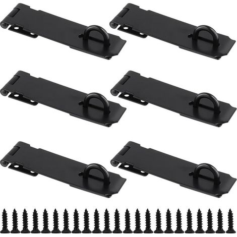 6er Set Vorhängeschloss Haspen Edelstahl Schwarz 15,9cm für Tore & Schränke