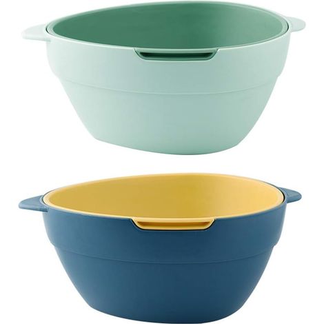 Juego de cestas de escurridor de cocina de dos piezas, 2 en 1, multifuncional, para lavavajillas, de gran capacidad y doble capa. (1/5)