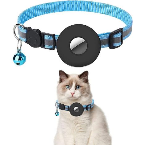Collier réfléchissant pour chat, collier réglable pour chat avec fermeture de sécurité et clochette, collier de localisation GPS pour chats (1/4)