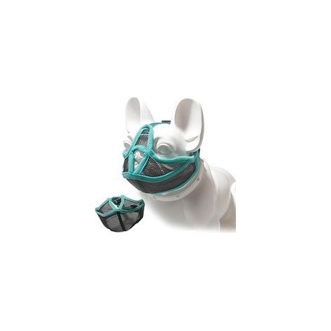 Muselière pour chien à museau court - Muselière ajustable en maille respirante pour bouledogue, idéale pour mordre, mâcher et aboyer (vert), taille L (1/5)