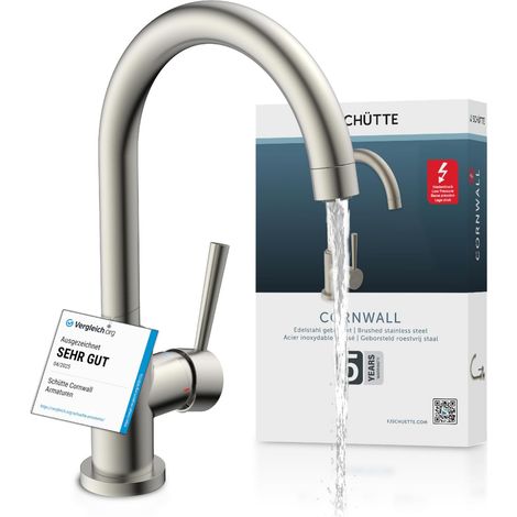 Robinet de cuisine basse pression, robinet d'évier avec bec haut, mitigeur monocommande, économie d'énergie, orientable à 360 °, robinet cuisine, robinet évier, inox (1/5)