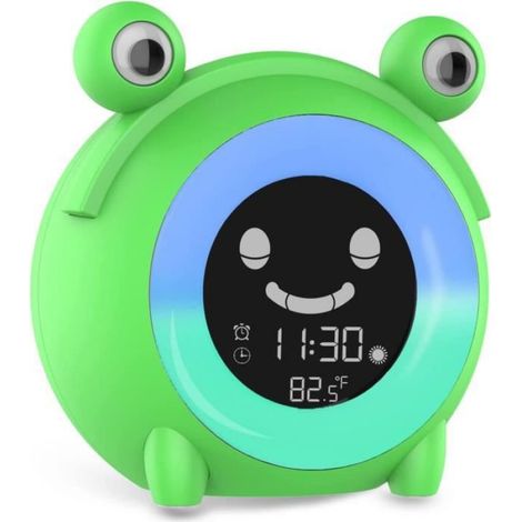 Réveil Numérique pour enfants,horloge d\entraînement au sommeil avec veilleuse, minuteur de sieste, température - Vert nosku (1/4)
