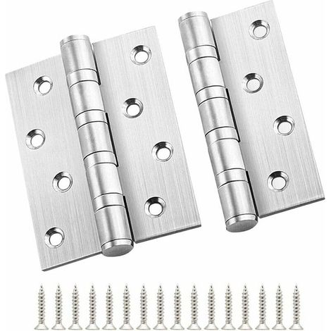 royaluxe- Paumelles, 4 Pièces Charnières de Porte en Acier Inoxydable 100 x 80 mm avec 32 Pièces de Vis, Charnières pour Meubles de Cuisine, Armoires de Quincaillerie, Fenêtres, Boîtes en Bois Porte (1/5)