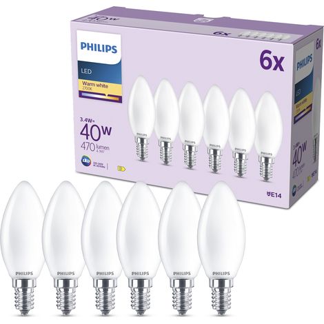 Philips LED E14 Kerzenlampe (B35) Matt 40W Warmweißes Licht - 6 Stück (1/5)