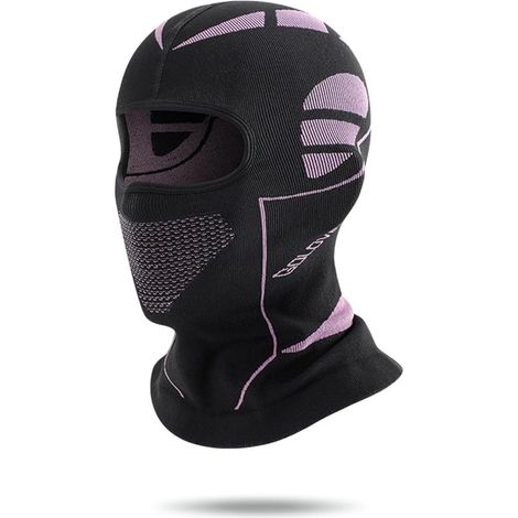 Cagoule et cache-cou professionnel pour le ski, le vélo, la moto et autres sports d'hiver. Taille unique. Noir/violet. (1/5)