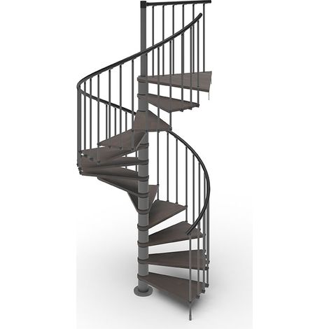 Escalier colimaçon 15 marches - Hauteur à franchir de 3.08m à 3.60m - Ø 1.60m - Structure anthracite et marche Wengé - PHOLA180/SAMWEN-15