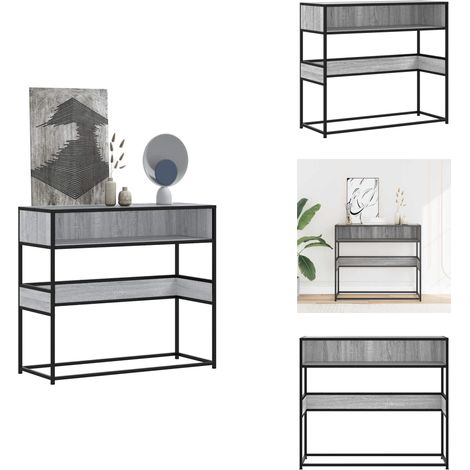 Table console sonoma gris 90x35x80 cm bois d'ingénierie - Table Console - Tables Console - Table - Table D'entrée (1/5)