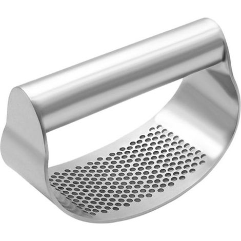 Presse ail Manuel en Acier Inoxydable Professionnel,Decoupe Ecrase ail,Garlic Press Rocker Crusher,Hachoir Ail pour Broyer et Éplucher,Découpe ail,Concasseur à ail avec Outil Éplucheur en silicone (1/4)