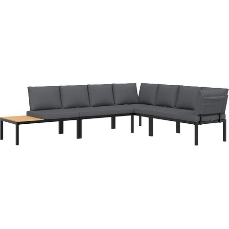 Maison Exclusive - Set Divani da Giardino 4 pz con Cuscini in Alluminio Nero