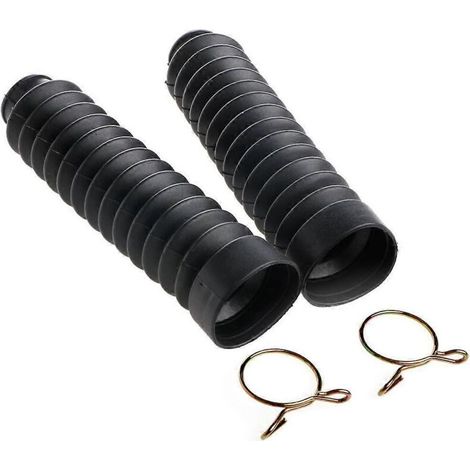 2 soufflets de fourche universels, caoutchouc noir, 190 x 45 x 30 mm, pour moto (1/5)