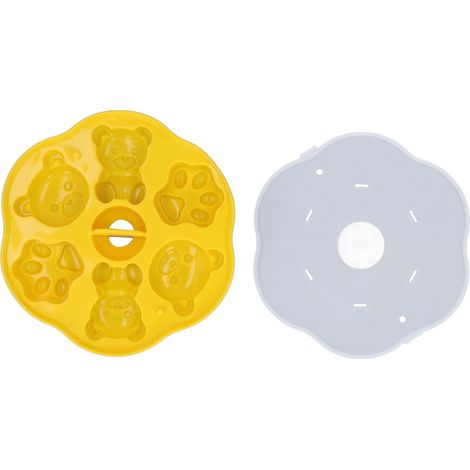 Moule en silicone ours mignon patte de chat glaçon gâteau pudding cuisine jaune avec couvercle pour maison