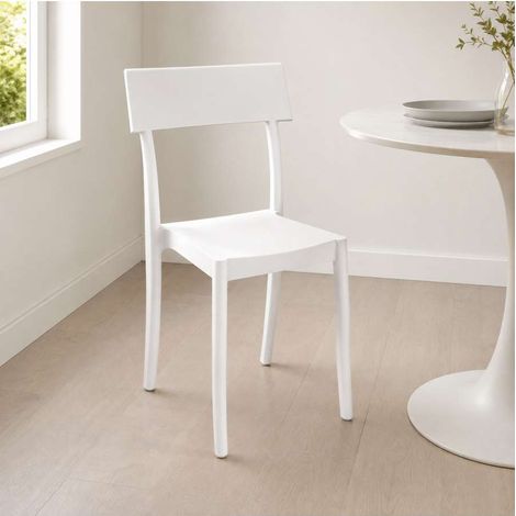 Domo Mea Sedia Milly Bianca in Polipropilene per Interni ed Esterni - 46,5x50x85 cm (1/4)