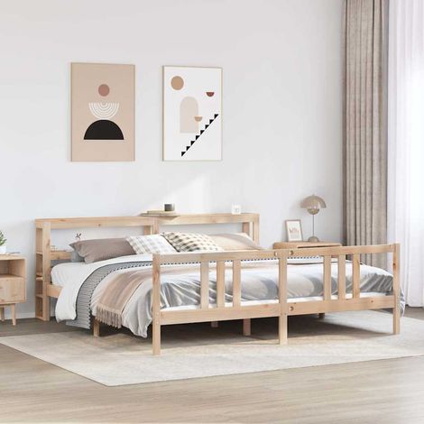 vidaXL Cadre de lit avec tête de lit sans matelas 200x200 cm (1/5)