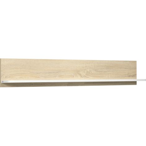 Étagère murale flottante en bois pour salon, chambre, couloir, cuisine, salle de bain, 120 x 15 x 20 cm, chêne et blanc (1/5)