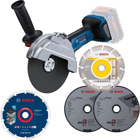 Bosch GWS 18 V-180 P 180mm 18v Brushless Angle Grinder BITURBO 7"" + 4 Blades (1/5)