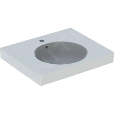 Geberit Preciosa II - Lavabo avec plage de dépose, 600x500x165 mm, avec trop-plein, trou pour robinetterie, blanc 123260000 (1/4)