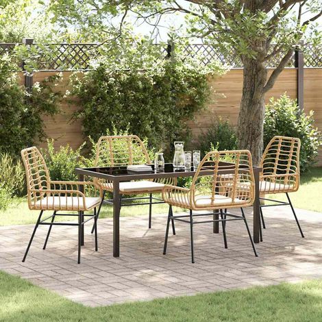 Garten Essgruppe 5 pcs Braun Poly-Rattan (1/5)