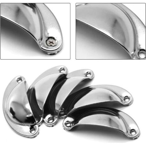 20 pièces, poignée de traction en métal, poignée en forme de coquillage, poignée en demi-cercle avec vis de montage pour commode, tiroir, armoires de cuisine (argent) (1/4)