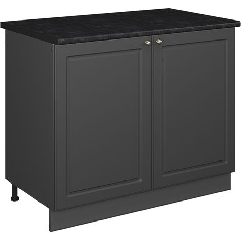 Spülenunterschrank Fame-Line, Anthrazit-Gold Landhaus/Anthrazit, 100 cm, AP Anthrazit, Vicco (1/5)