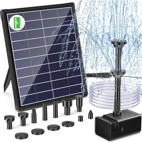 1 Pompe Solaire,Batterie 3000 mAh,Panneau Verre,10 Buses,Jardin Bassin