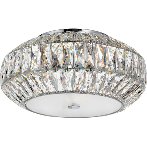 Merano Clarksville Plafonnier 6 lumières cristal clair, verre blanc G9