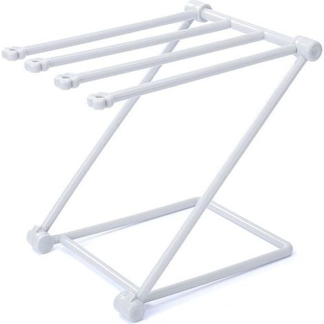 Égouttoir à linge de comptoir, léger, pliable, structure stable, support à 4 bras pour gants de toilette pour cuisine (gris clair) (1/5)