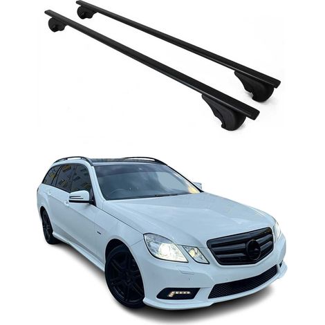 OMAC Dachträger Querträger für Mercedes E Klasse S212 Kombi 2010-2016 – Abschließbar – Max. 75 kg – 2 Stangen Stahl Schwarz (1/5)