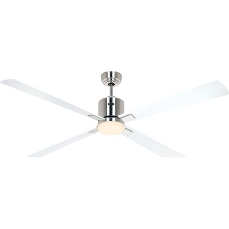 Ventilateur de plafond ECO NEO III 152, Chrome brossé - Blanc/Gris clair, Wi-Fi avec éclairage (1/2)