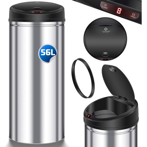 KESSER® Automatik Sensor Mülleimer Abfalleimer Abfall EDELSTAHL Papierkorb 56 Liter SILBER