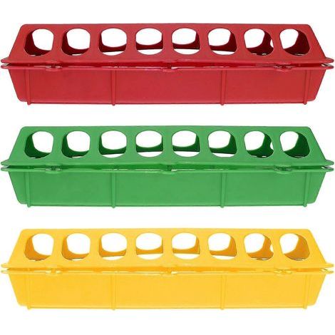 3er-Set Futterautomaten für Hühner, Tauben und Wachteln Futterverschwendung wird vermieden. – 30,00 x 10,00 x 8,00 cm – Verschiedene Farben (1/4)