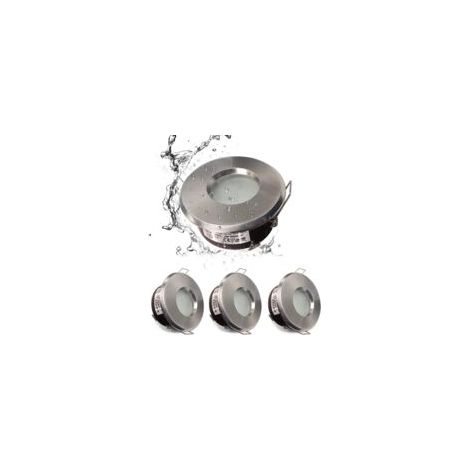 Spot encastrable étanche IP65 GU10 pour salle de bain – Aluminium moulé – Installation facile – Diamètre 85mm – Nickel satiné (1/5)