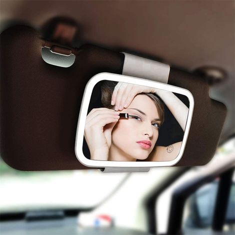 Miroir de pare-soleil de voiture avec éclairage LED, miroir de courtoisie à clipser sur un écran tactile de voiture (1/5)