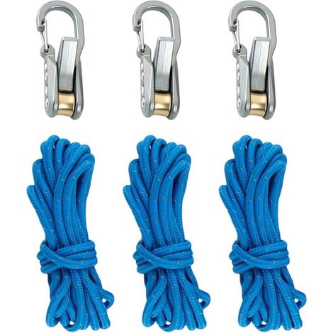 Tendicorda con cordino retrattile, corda resistente da 3-4 mm, strumento di tensionamento per corda per campeggio, escursionismo, nautica, attività all'aperto, confezione da 2-20 pezzi, 6 pezzi (1/2)