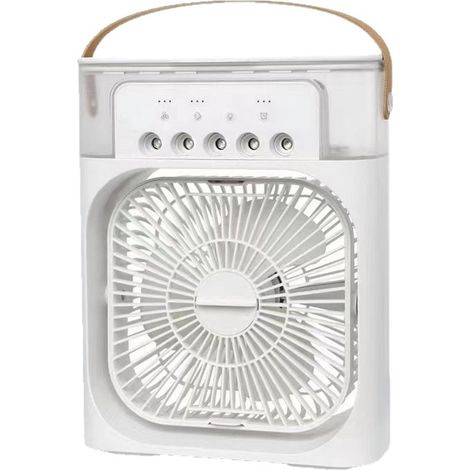 5-in-1 tragbare Klimaanlage, kompakt, 7 LEDs, 3 Luftbefeuchter, wassergekühlt, Energieeffizienzklasse A, weiß (1/5)