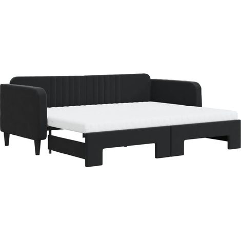 Maison Exclusive - Lit de jour avec gigogne et matelas noir 90x200 cm velours