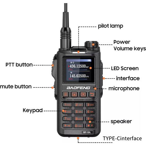 BAOFENG BF-18L radio bidirezionale TFT doppia banda ricaricabile walkie talkie 5W (1/5)