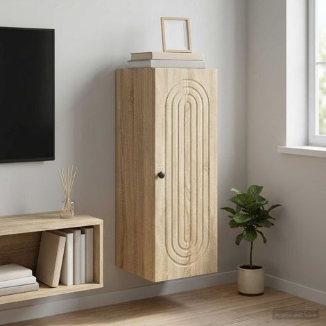 vidaXL Mobiletto a muro Rovere Sonoma 33 x 34,5 x 90 cm (1/5)