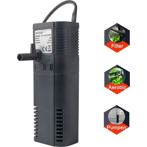 Bomba de filtro interno FOREHILL para acuarios con tubo pulverizador para acuarios de 300 litros (300 l/h, 2 W) (1/5)