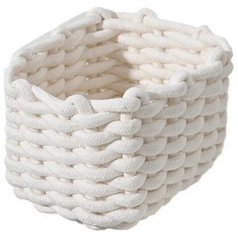 19 x 15 x 12 cm Panier de rangement en coton : panier tressé, paniers pour le rangement de petits articles ménagers Panier de rangement carré pour chambre de bébé, chambre à coucher (1/5)