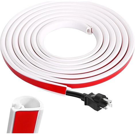 Auto-Adhésif Cache-Câble 3m, Mini Goulottes de Câbles Cache-Câble Demi-Rond Cache-Câble Mural 14 10mm, Cache Fil Electrique Canal de Câble pour Les Fils sur Le Sol Mural (1/5)