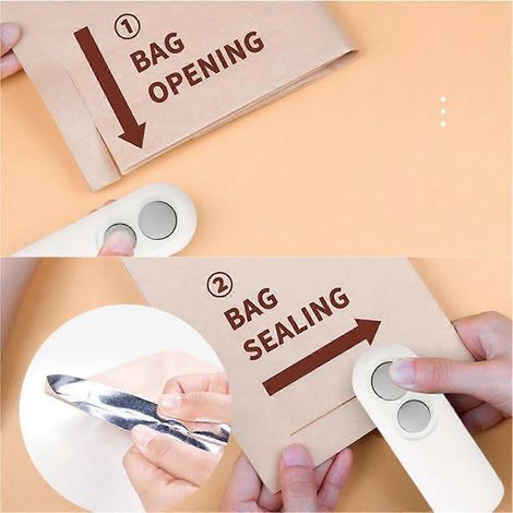 Mini scelleuse de sacs rechargeable, scelleuse thermique 2 en 1 avec coupe-sacs pour sachets de chips, machine de refermeture portable pour sacs en plastique - FFY (1/4)