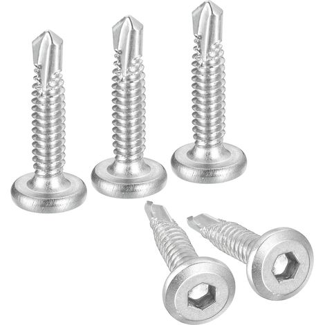 50Pcs Vis Auto-Taraudeuses 12 x 1" 410 Acier Inoxydable Argent (1/5)