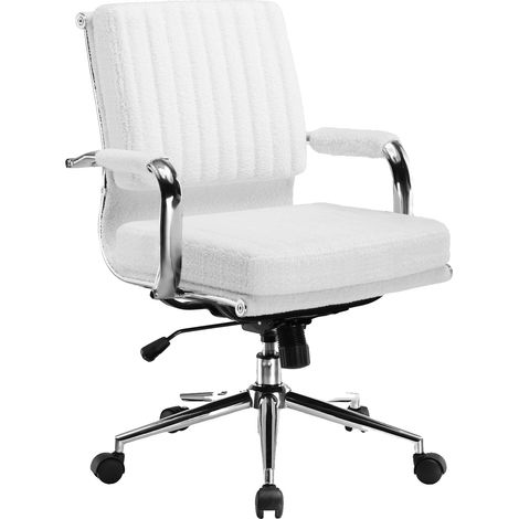 Chaise de bureau, design ergonomique, hauteur réglable, Blanc(Teddy) (1/2)