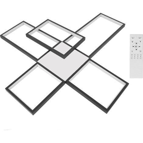 Einbau-LED-Deckenleuchte aus Metall mit 5 geometrischen Rahmen und Fernbedienung, ideal für Schlafzimmer, Wohnzimmer oder Küche. (1/5)