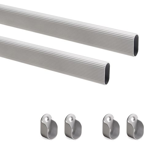 Emuca Kit de barra para armario 30x15 mm aluminio, 0, 95 m, Anodizado mate, Aluminio y Zamak - (1/5)