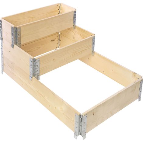 Garronda Carré Potager surélevé en Bois Naturel – Set de 3 bacs potagers modulables pour Jardin, Plantes, Fleurs, Herbes, Fruits et légumes GD-0140 (120x80x20 cm, 80x60x20 cm, 80x30x20 cm)