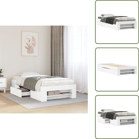 vidaXL Cadre de lit sans matelas blanc 75x190 cm bois d'ingénierie (1/5)